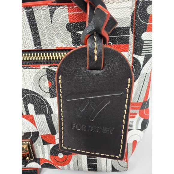 Disney Dooney And Bourke Mickey Minnie Geometric Satchel Black Red - Picture 3 of 8